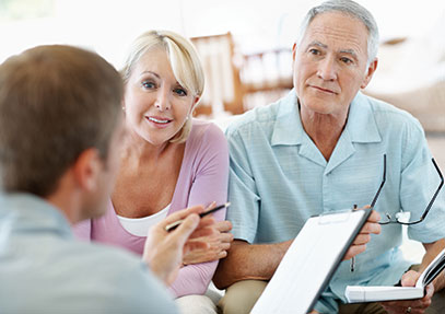A couple discussing their gift planning with an advisor. Links to Gifts of Life Insurance A couple discussing their gift planning with an advisor. Links to Gifts of Life Insurance